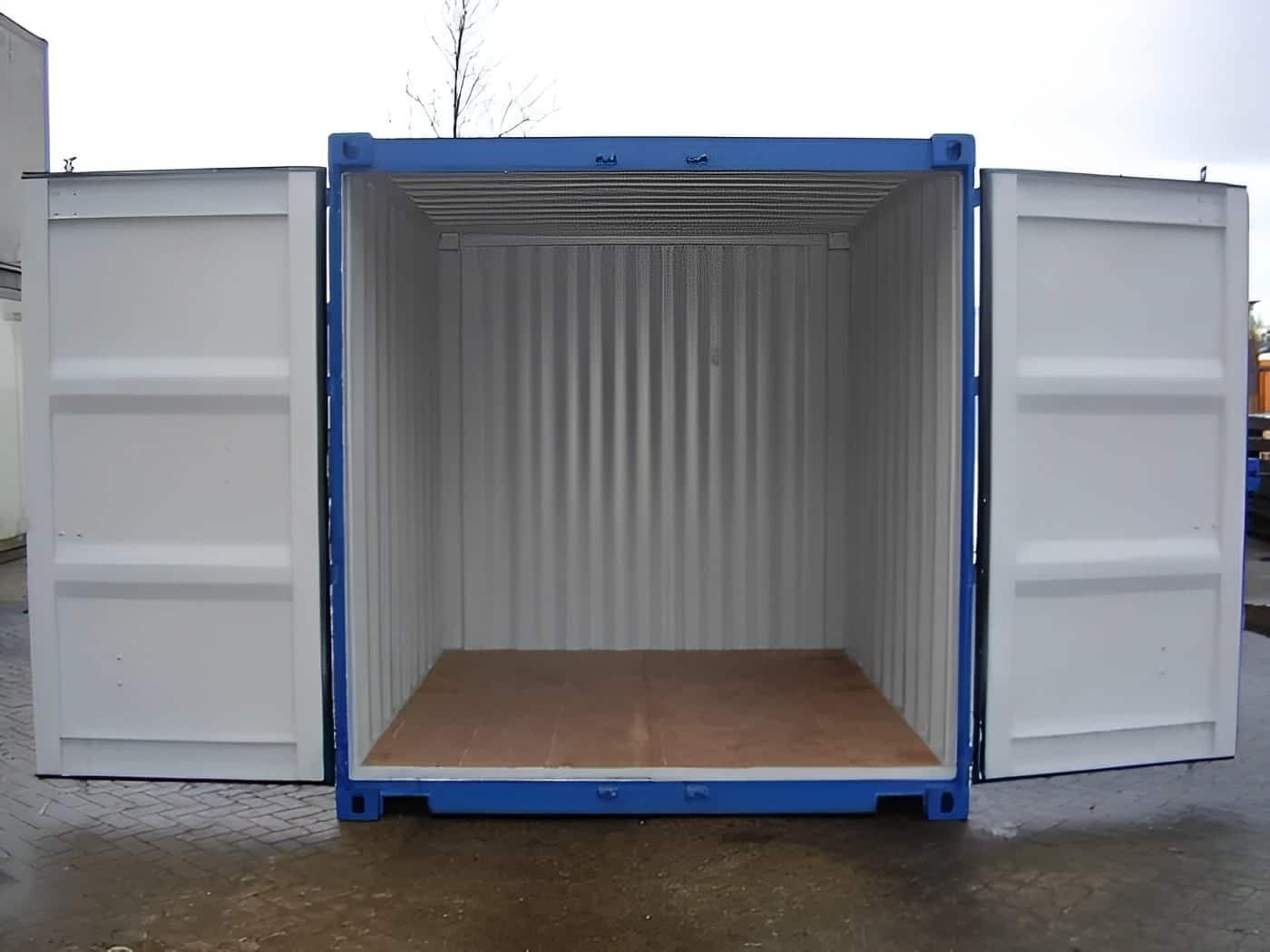 10ft x 8ft One-Trip Blue Steel Shipping Container – Heavy-Duty Cor-Ten Construction - Image 2