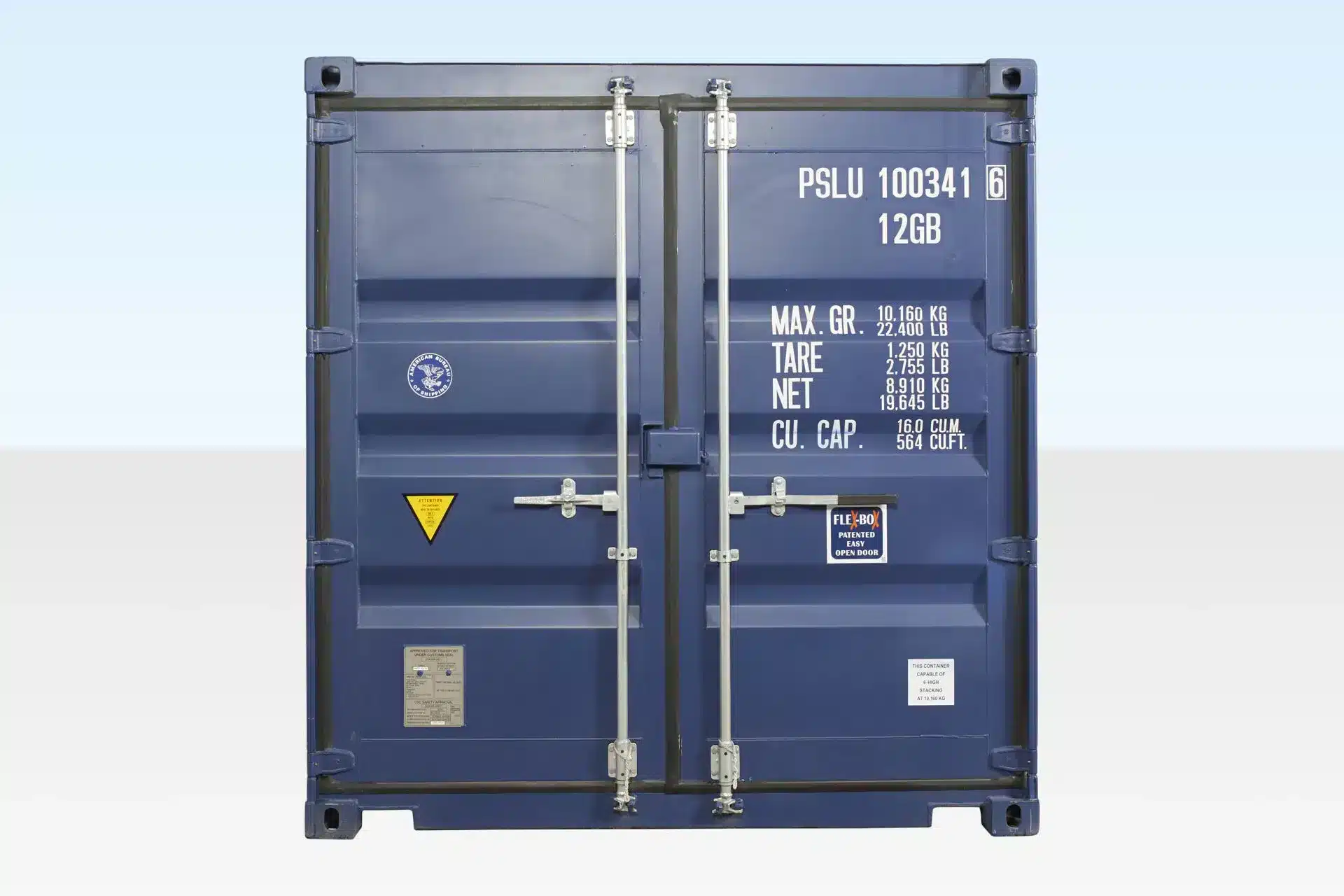 10ft x 8ft One-Trip Blue Steel Shipping Container – Heavy-Duty Cor-Ten Construction - Image 4