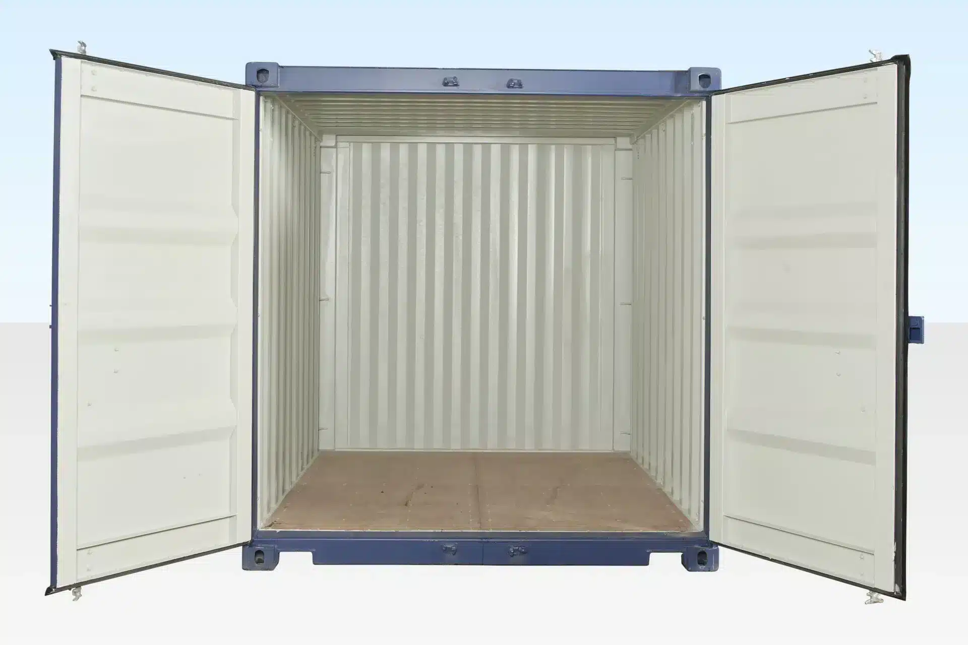 10ft x 8ft One-Trip Blue Steel Shipping Container – Heavy-Duty Cor-Ten Construction - Image 5