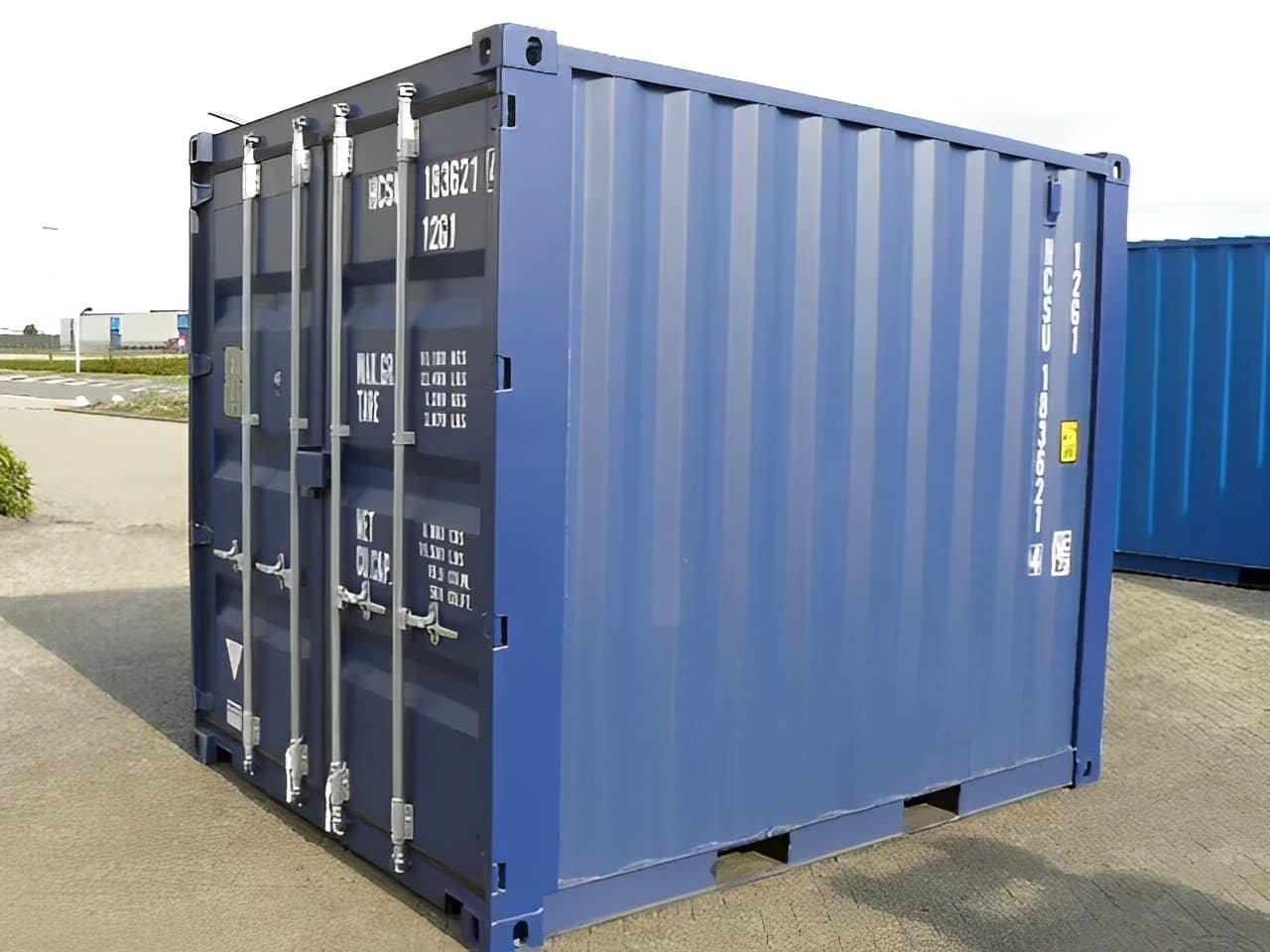 10ft x 8ft One-Trip Blue Steel Shipping Container – Heavy-Duty Cor-Ten Construction
