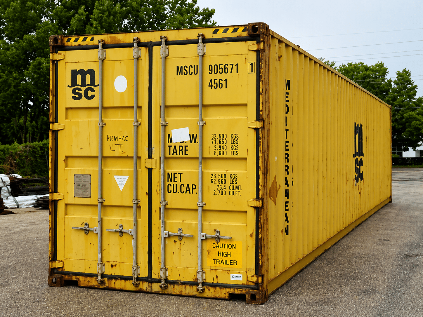 40ft HC Used Wind and Watertight Shipping Container – Yellow or Green