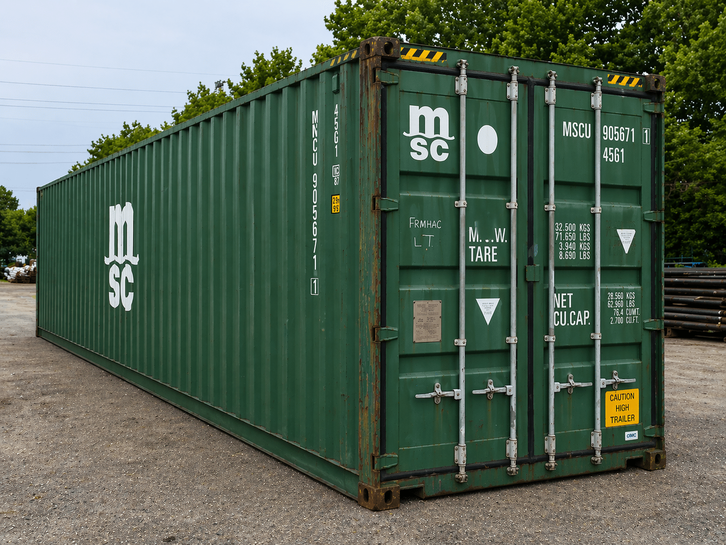 40ft HC Used Wind and Watertight Shipping Container – Yellow or Green - Image 5