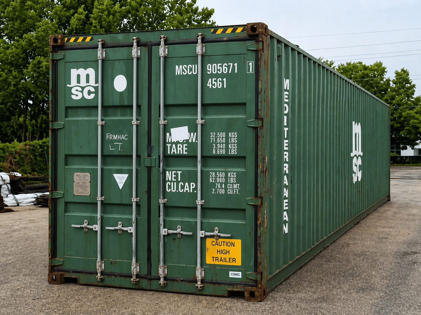40ft HC Used Wind and Watertight Shipping Container – Yellow or Green - Image 4