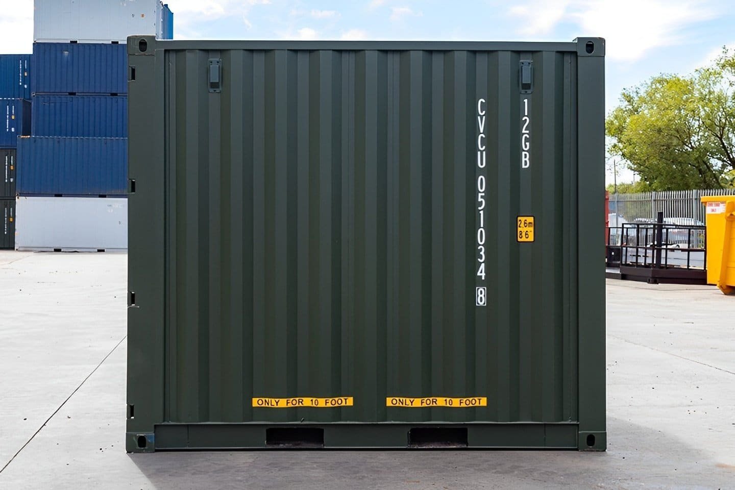 Heavy-Duty 10ft x 8ft One-Trip Green Steel Shipping Container - Image 2
