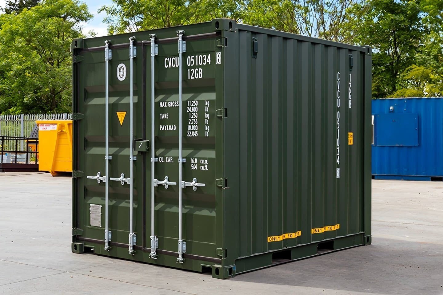 Heavy-Duty 10ft x 8ft One-Trip Green Steel Shipping Container
