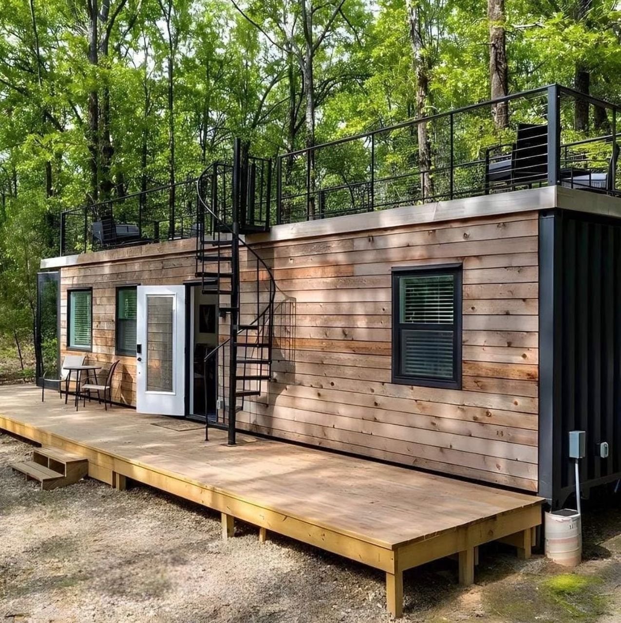 Luxury 1 Bedroom Tiny Home with Rooftop Deck – Fully Furnished Modern Prefab Container Home with Bathroom, Smart Interior & Fast Installation
